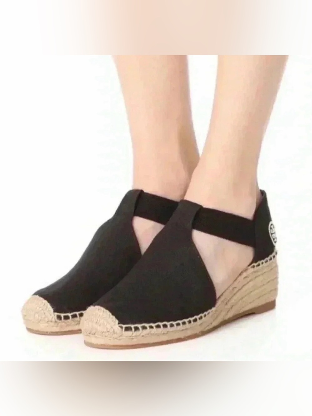 Tory Burch  Black Espadrille Wedge Sandals - Classic Women's Summer Shoe
